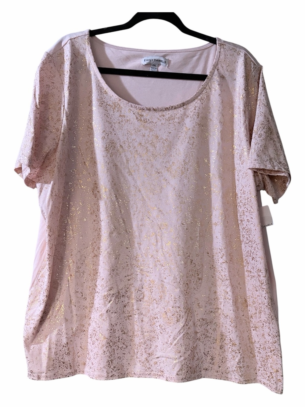NWT Emily Daniels Plus Size Light Pink Rose Gold Foil Print Tee XXL